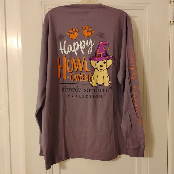 🆕 Simply Southern Happy Howl-oween Long Sleeve Tee, Plum, Large, NWT - Picture 4 of 10